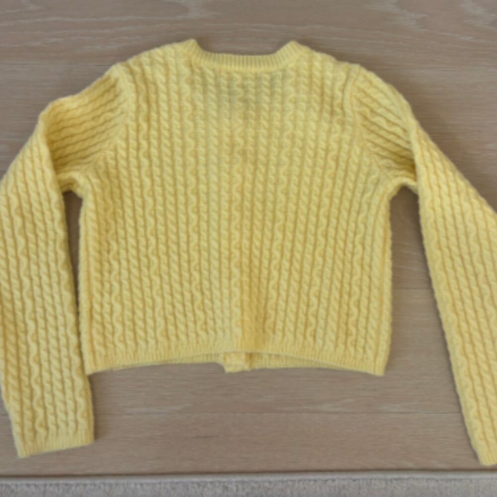 Yellow Cable Knit Sweater Cardigan - Picture 3 of 4